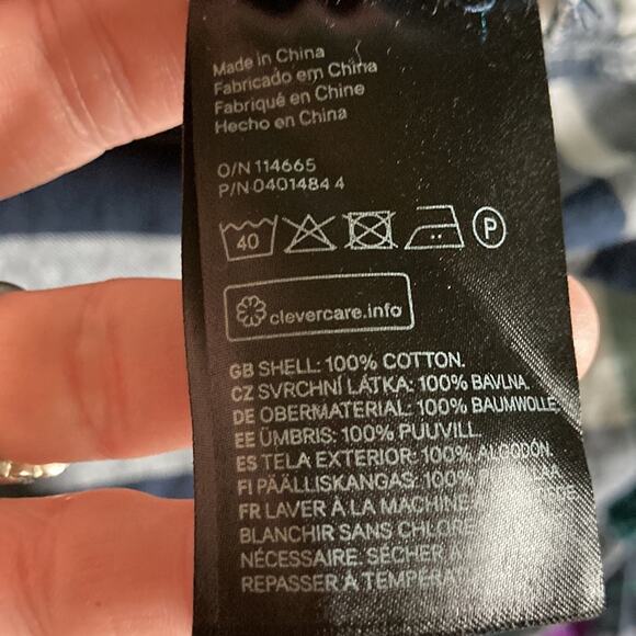 H&M Green & Blue Plaid Buttondown, Size 8 - Picture 7 of 7